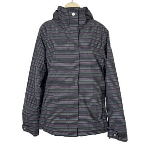Roxy 5K Silver Snowboard/Ski Jacket Black With Multicolor Pinstripe Size‎ XL